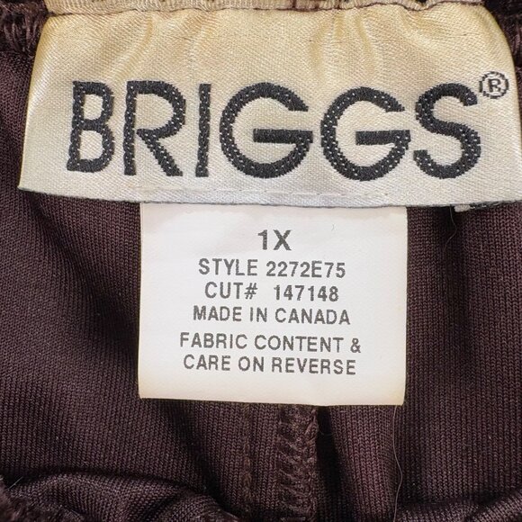 Vintage Briggs Womens 1X Brown Velvet Pants Elastic Waist Stretch Canada - Picture 3 of 8